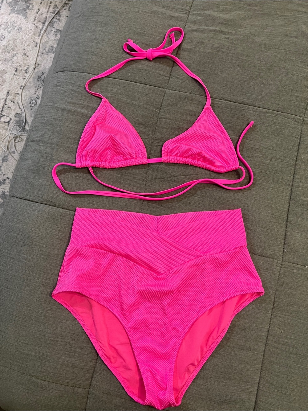 aerie Hot Pink Two-Piece High-Waist Bikini